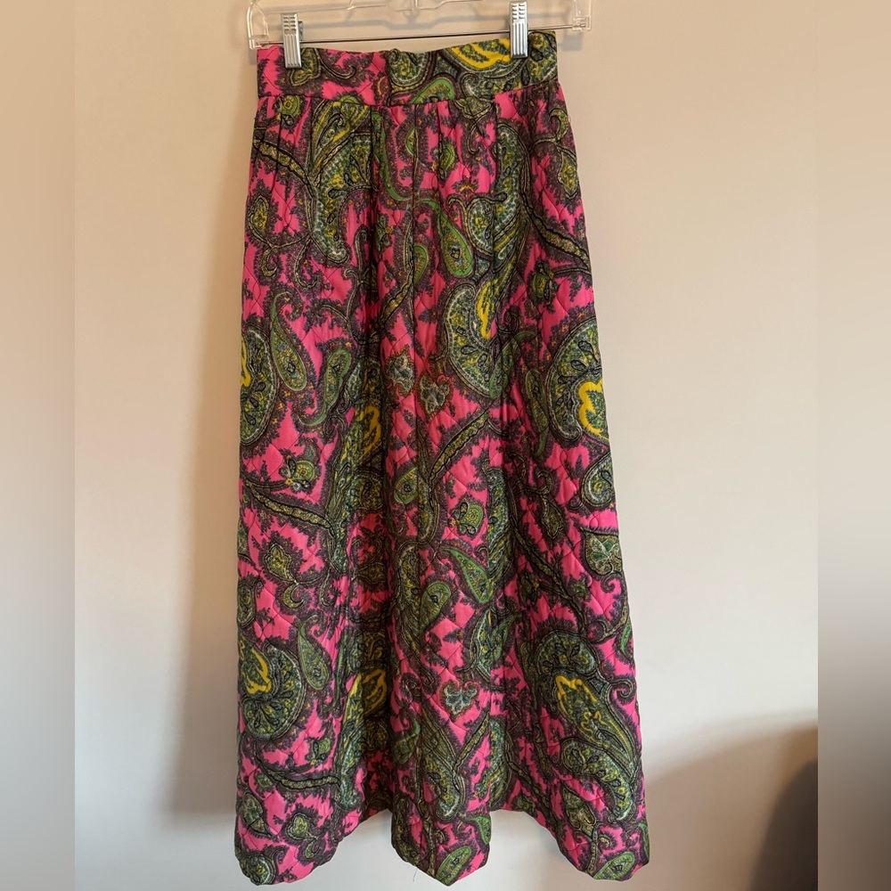 Vintage 1960’s handmade quilted Vibrant Paisley Maxi Skirt